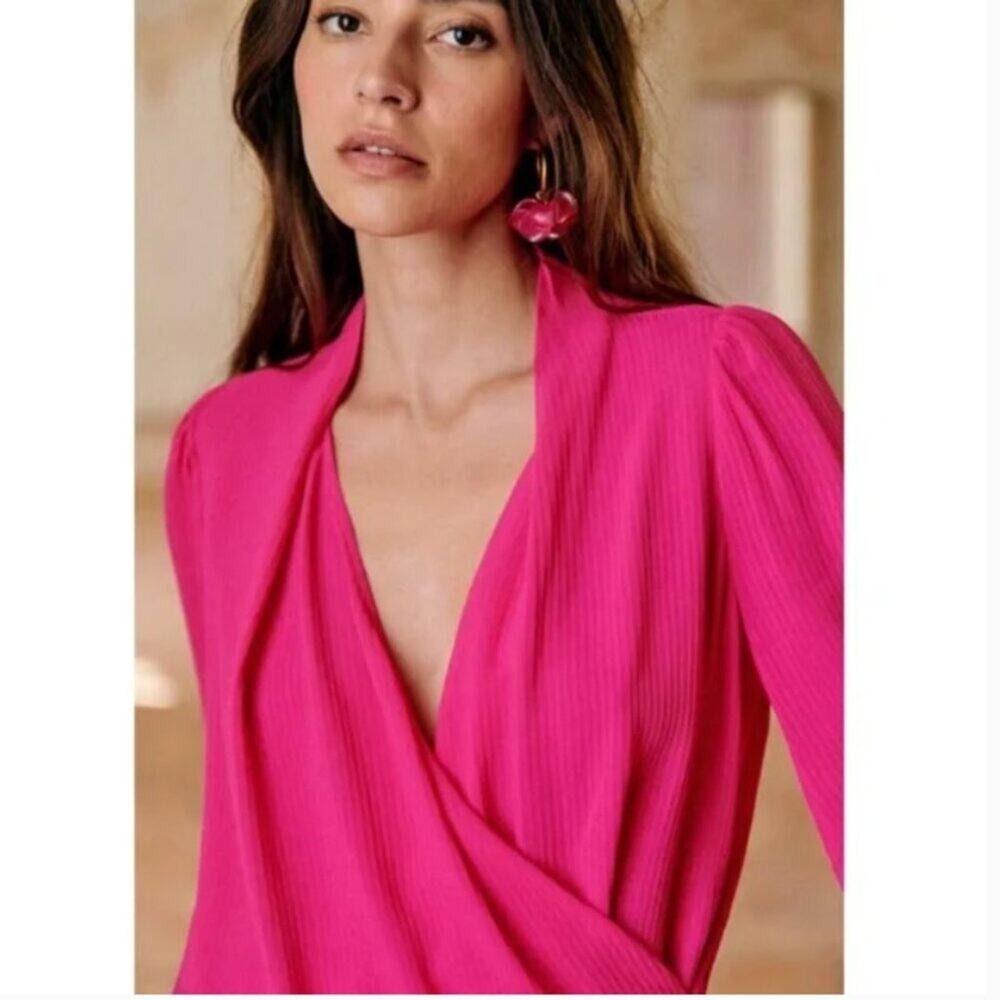 Sezane‎ Abelia faux wrap style top blouse shirt pink size 36 4